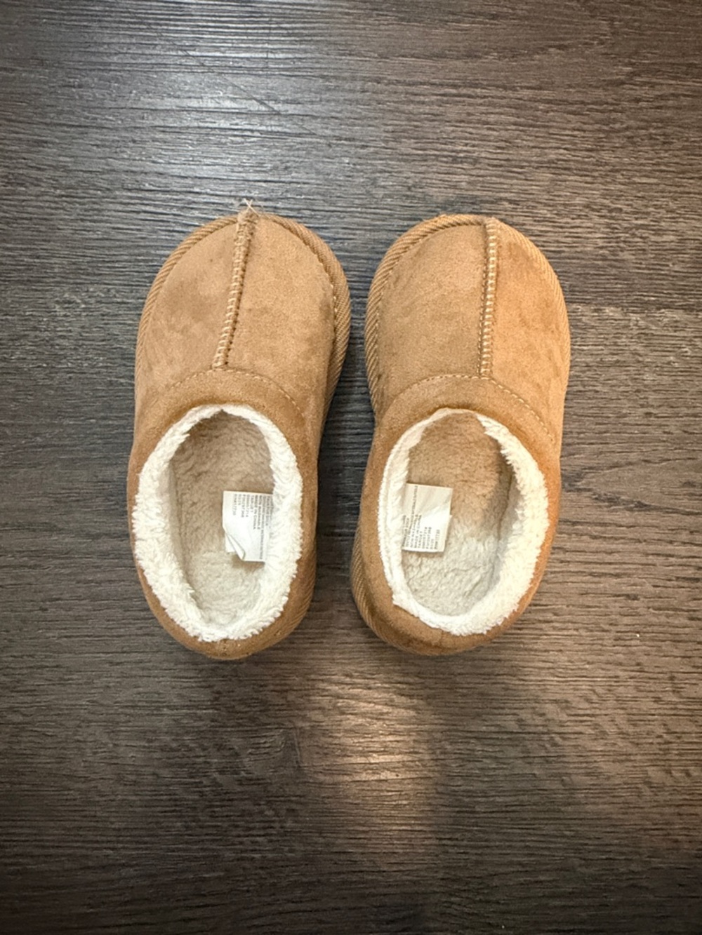 Target Kids Brown Faux-Suede Slip-On Slippers with Cream Lining